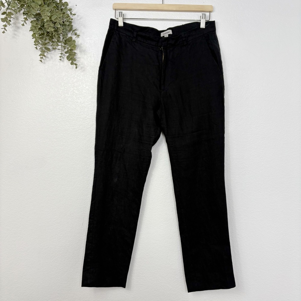 Toteme Mayfair Trousers Black Linen Wide Leg Women's Size M